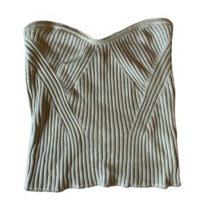 Express Cream Tube Top With Line Detailing